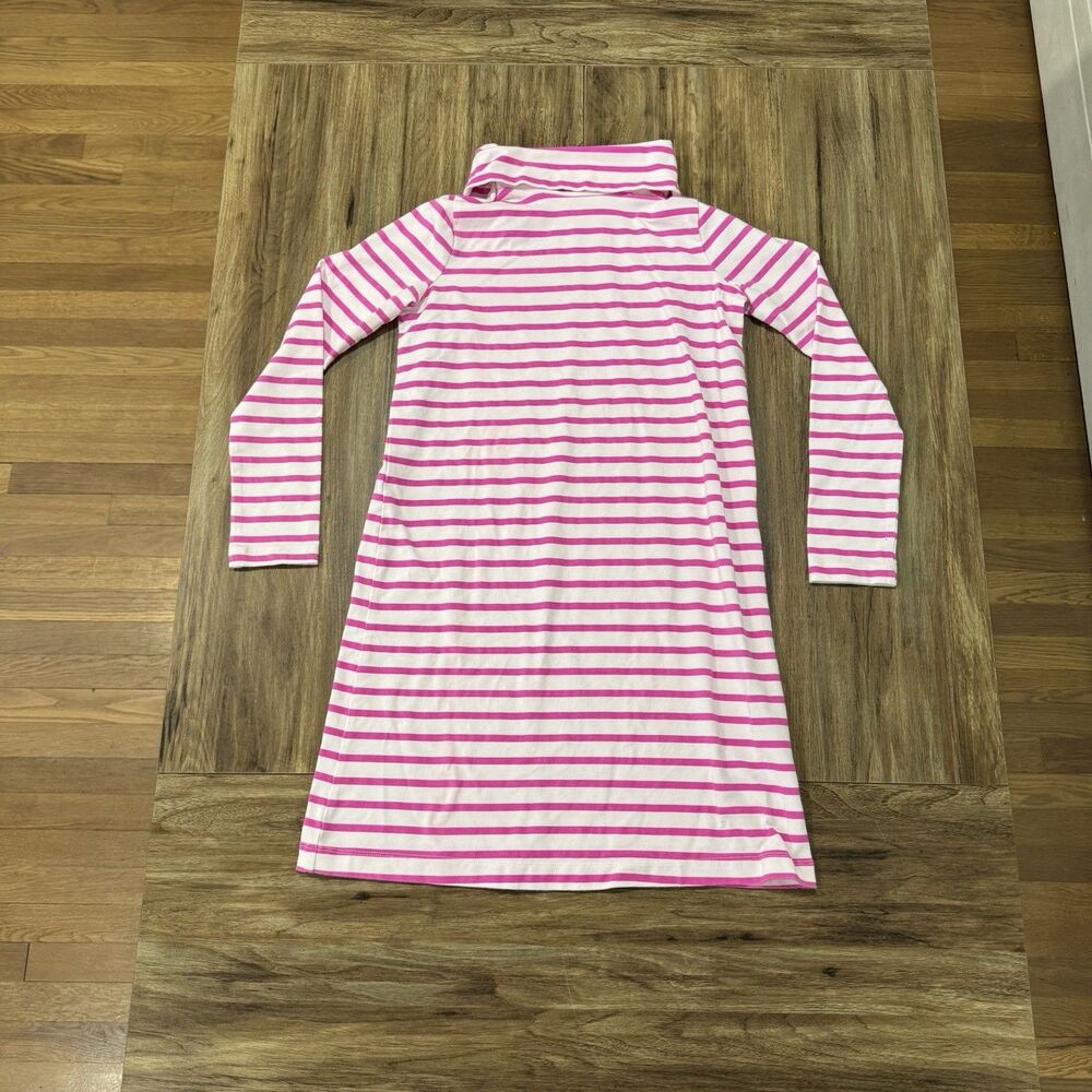 Crewcuts J. Crew Cotton Pink‎ Striped Turtleneck Long Sleeve Dress Girl's Sz 10